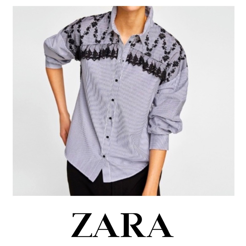 Zara Basic Striped Button Down Shirt - image 1